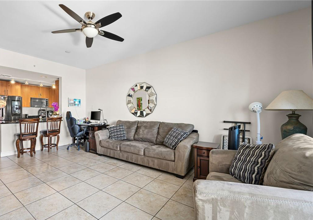 Bright living room of the condo